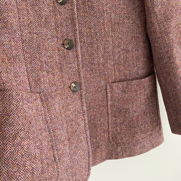 DKNY 100% Wool Jacket Burgundy Houndstooth with Pockets - Picture 6 of 12